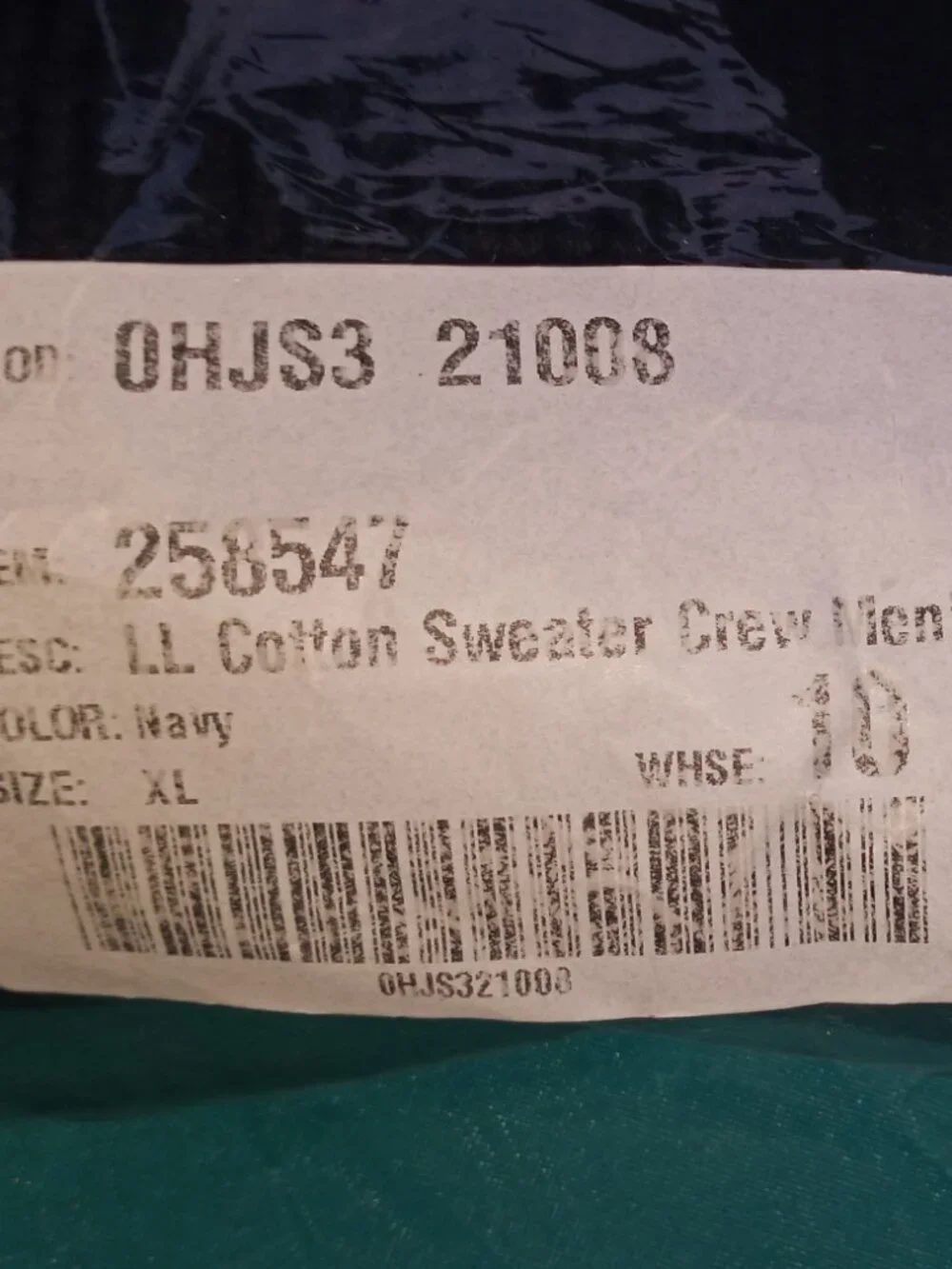 NWT L.L.Bean Navy Cotton Sweater Men's XL